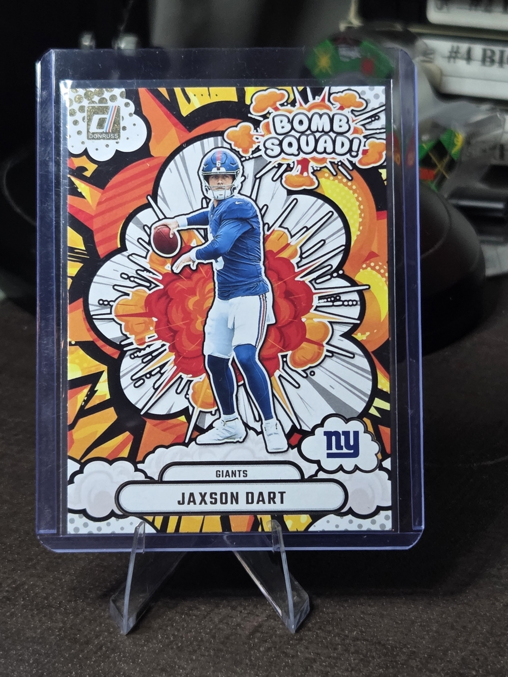 Panini Bomb Squad Jaxson Dart Football Card - Blue, Orange, Red, White
